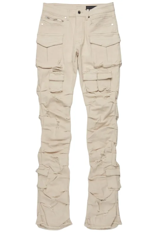 Gentry Light Beige Stacked Flare Jean sold by Rockstar Original