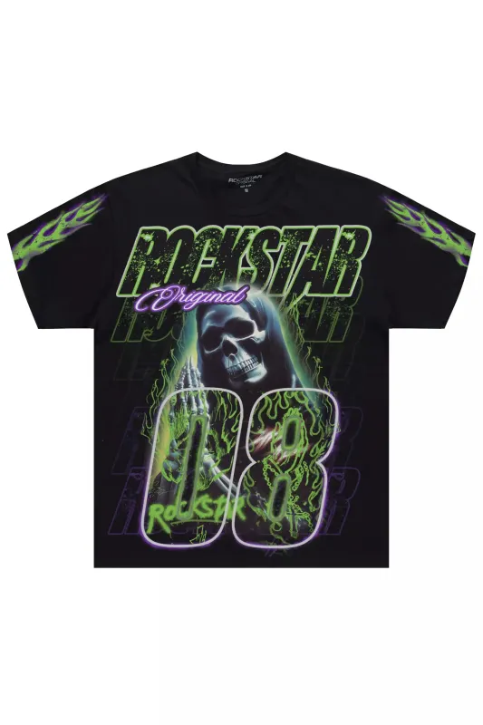 Latachie Black/Green Graphic Short Sleeve Tee sold by Rockstar Original