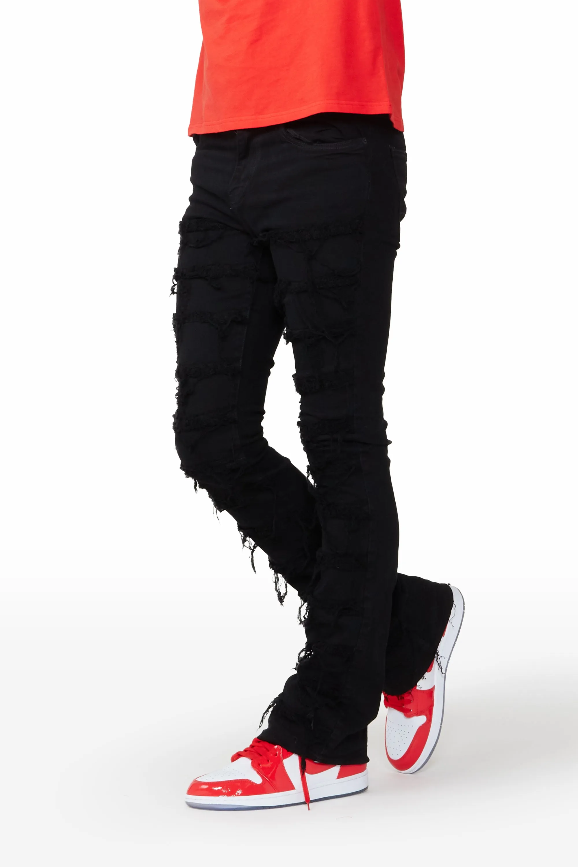 Waylon Jet Black Stacked Flare Jean sold by Rockstar Original product image thumbnail 2