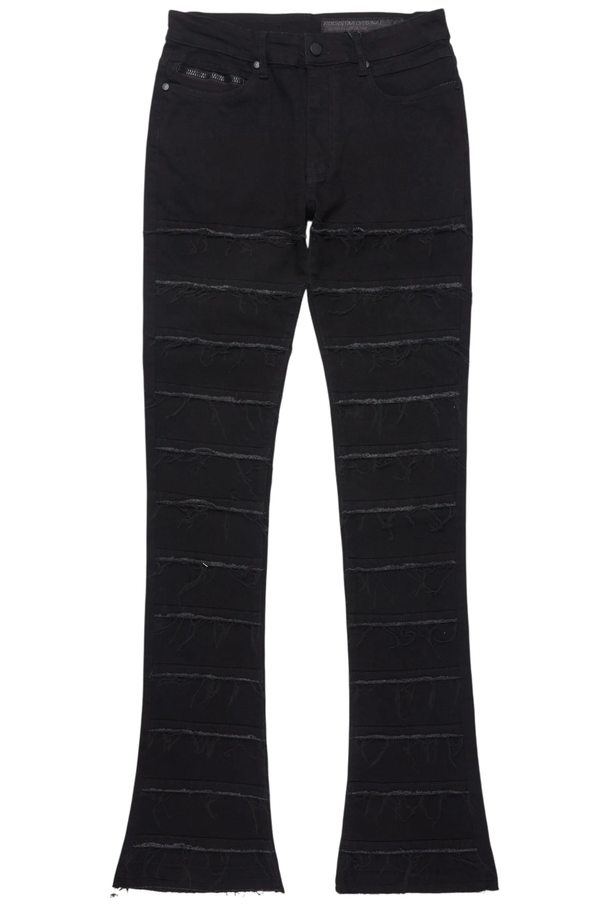 Waylon Jet Black Stacked Flare Jean sold by Rockstar Original