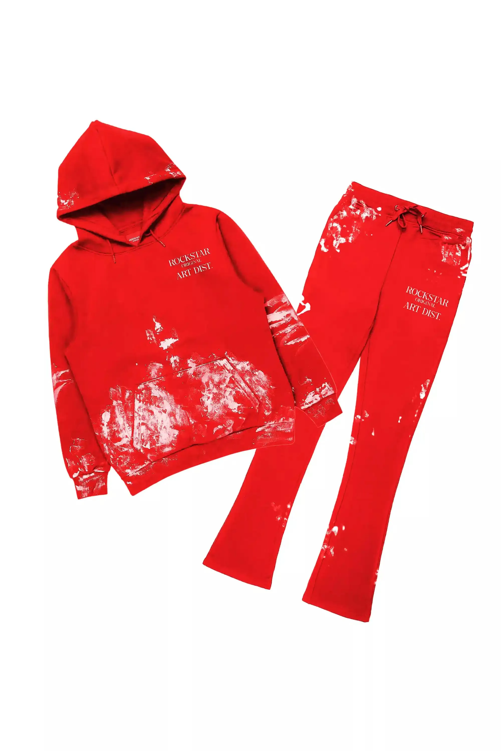 Filip Red/White Hoodie/Baggy Stacked Track Pant Set sold by Rockstar Original