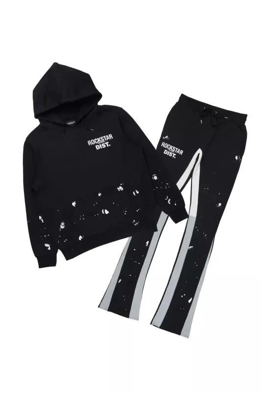 Raffer Black/White Hoodie/Stacked Track Pant Set sold by Rockstar Original