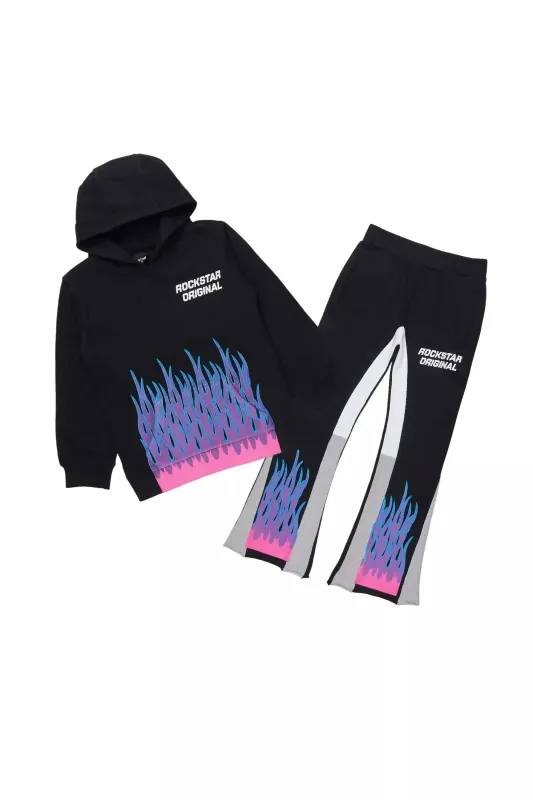 Girls Roen Black/Lavender Stacked Flare Track Set sold by Rockstar Original