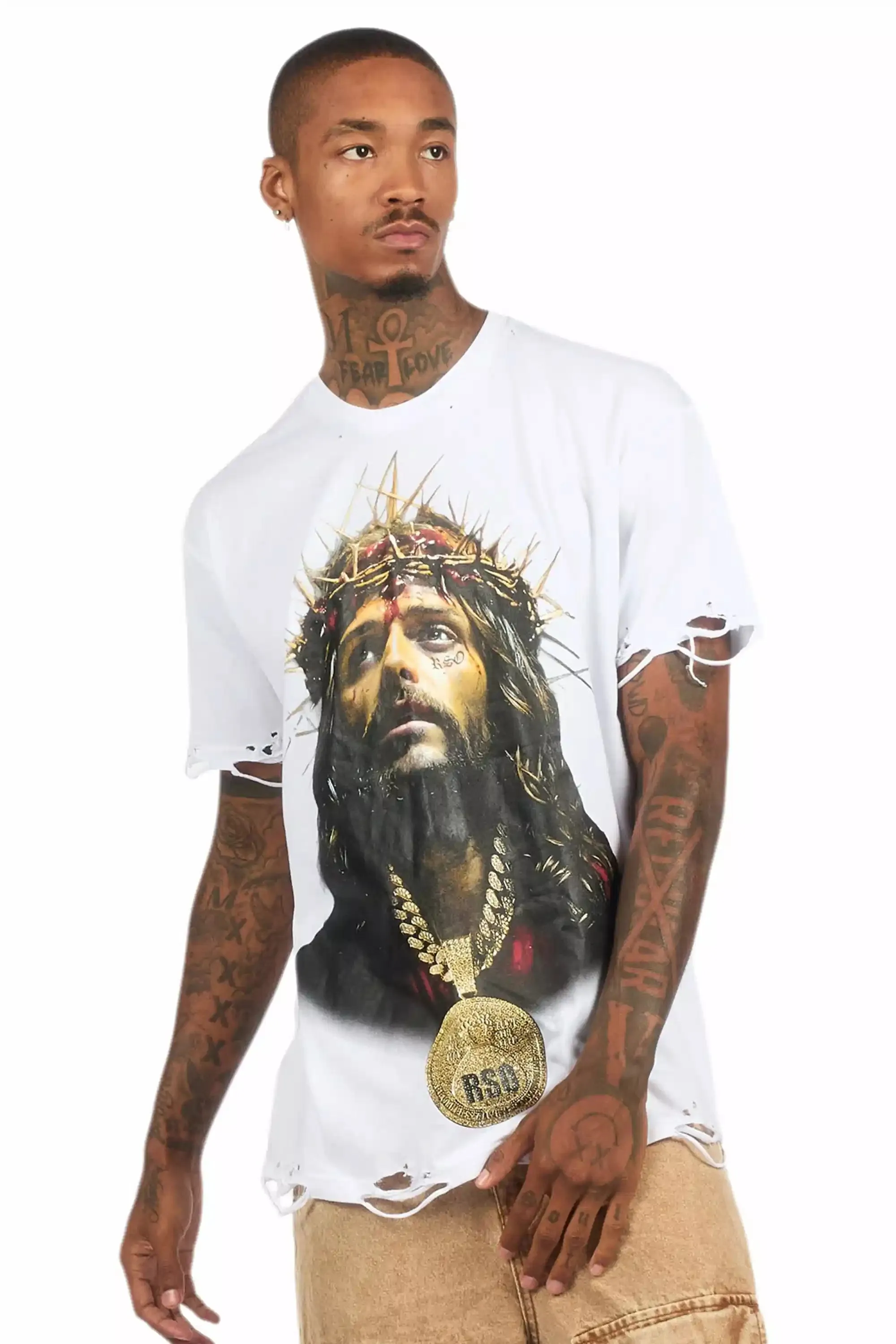 Amina White Oversized Graphic T-Shirt sold by Rockstar Original product image thumbnail 5