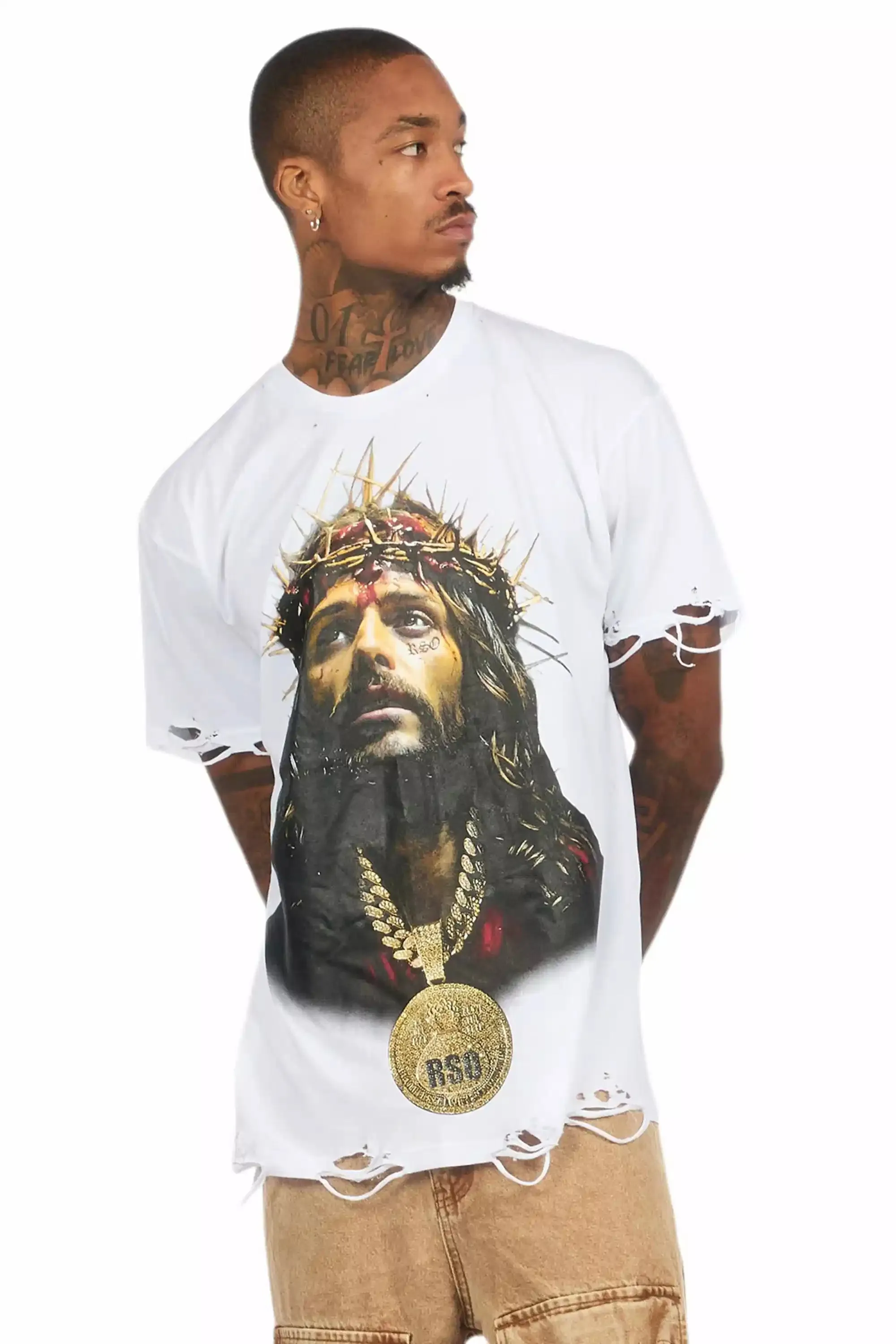 Amina White Oversized Graphic T-Shirt sold by Rockstar Original product image thumbnail 3