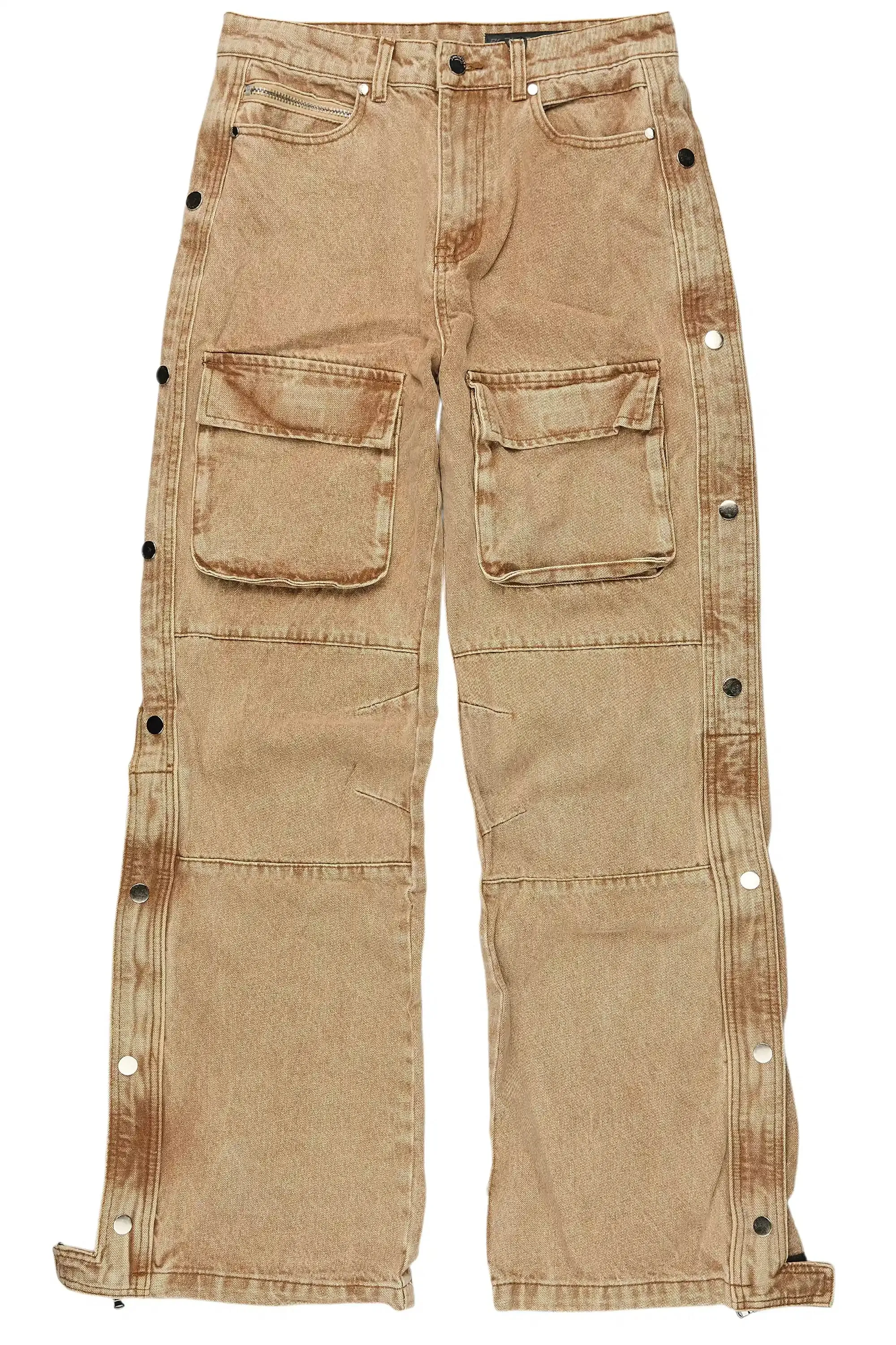 Yuri Beige Stacked Cargo Flare Jean sold by Rockstar Original product image thumbnail 2