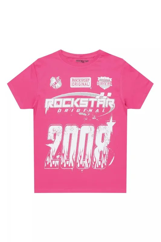 Girls Esha Fuchsia/White Graphic T-Shirt sold by Rockstar Original