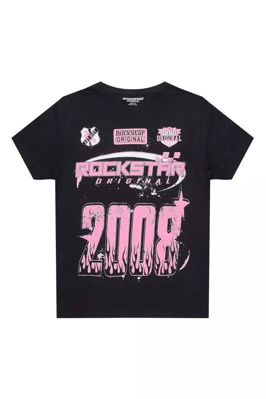 Girls Esha Black/Pink Graphic T-Shirt sold by Rockstar Original