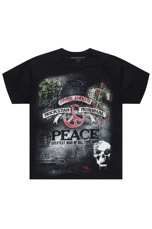 Saeko Black/Multi Oversized Graphic T-Shirt sold by Rockstar Original