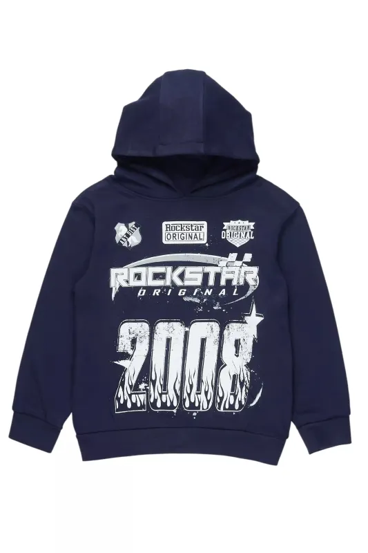 Boys Amos Navy/White Graphic Hoodie sold by Rockstar Original