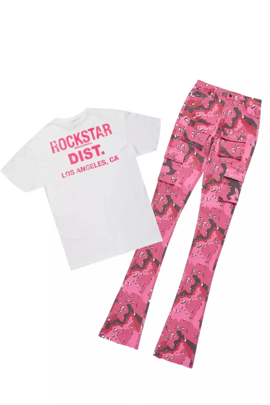 Dalasia White/Pink Tee & Noor Pink Camo Jean Set sold by Rockstar Original