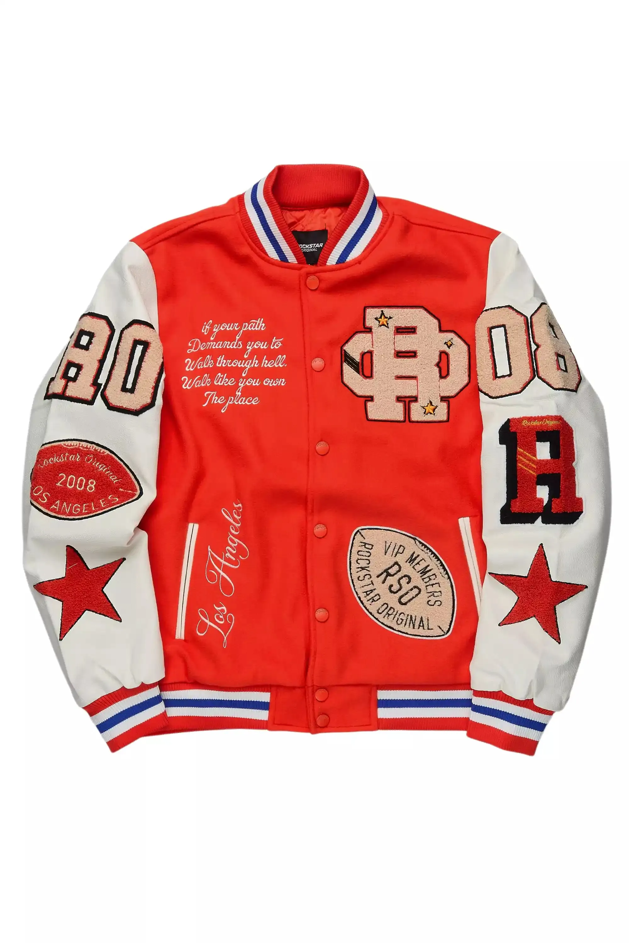 Adrienne Orange Oversized Varsity Jacket sold by Rockstar Original