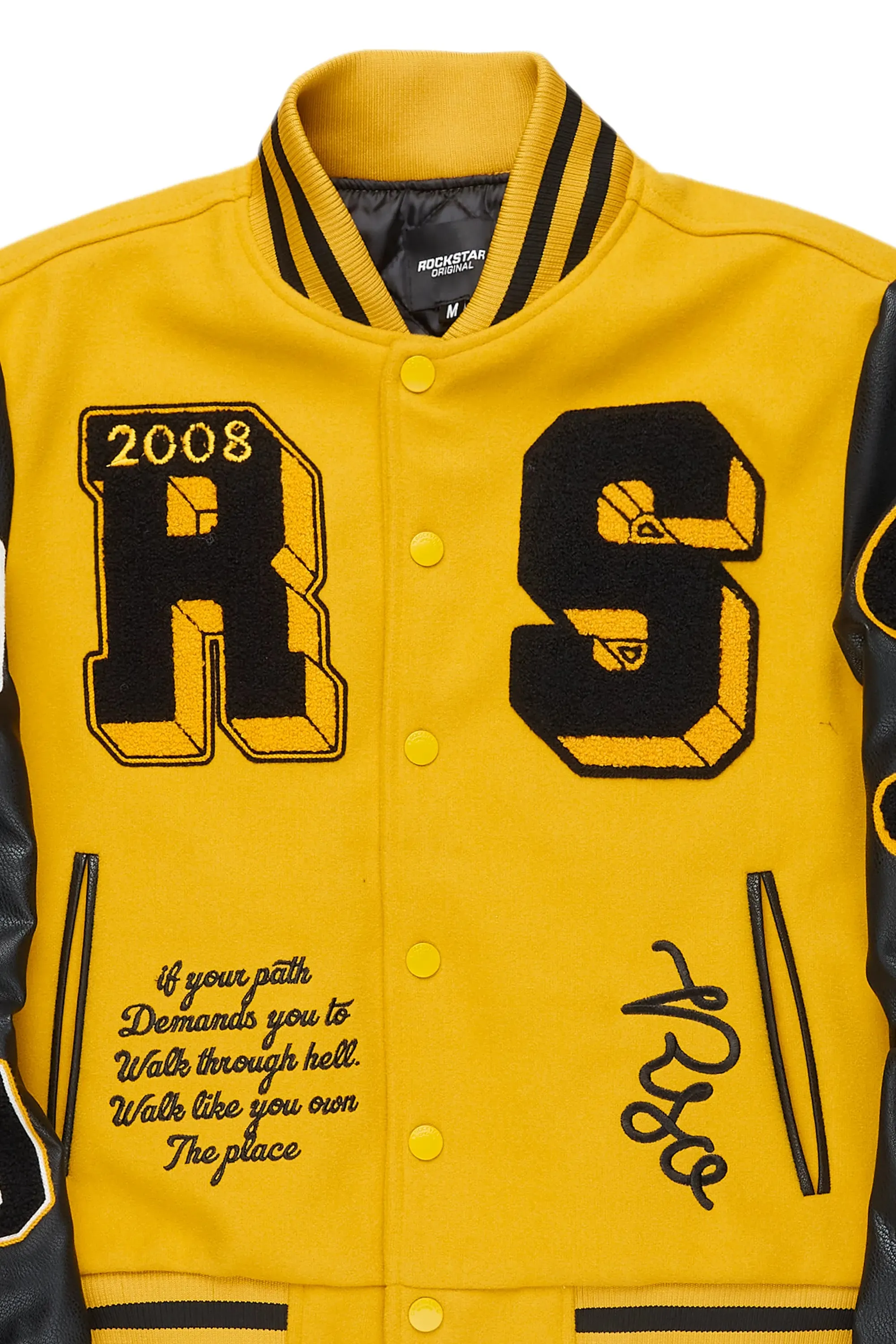Leslee Black/Yellow Oversized Varsity Jacket sold by Rockstar Original product image thumbnail 3
