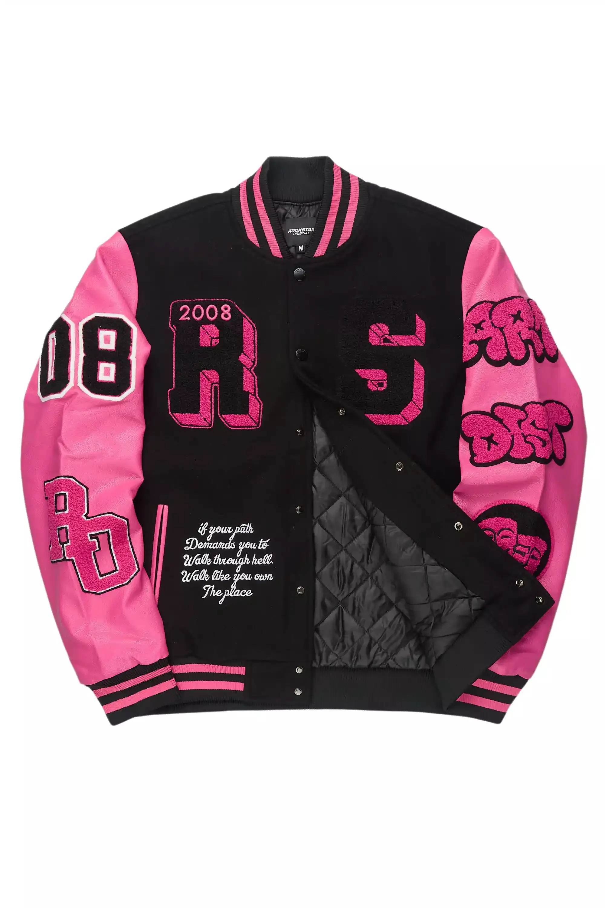 Leslee Black/Pink Oversized Varsity Jacket sold by Rockstar Original product image thumbnail 2
