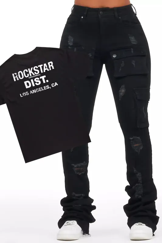 Dalasia Black Tee & Noor Black Jean Set sold by Rockstar Original