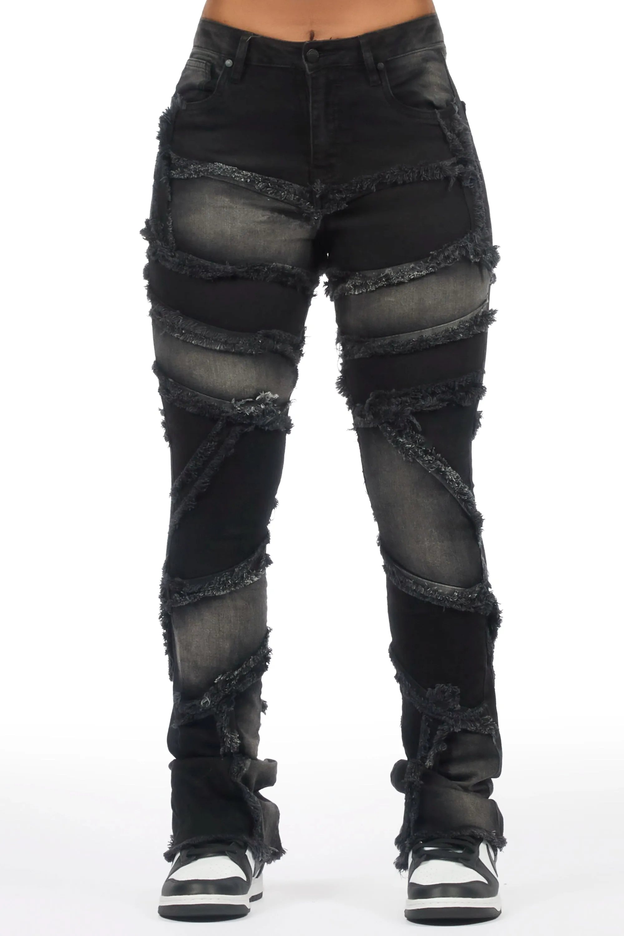 Zytaii Black Wash Stacked Flare Jean sold by Rockstar Original