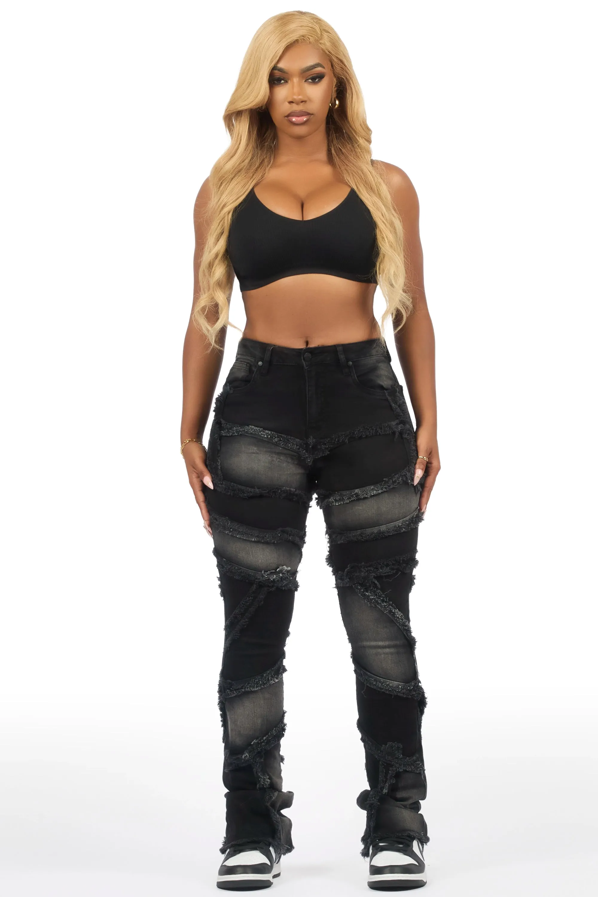 Zytaii Black Wash Stacked Flare Jean sold by Rockstar Original product image thumbnail 2