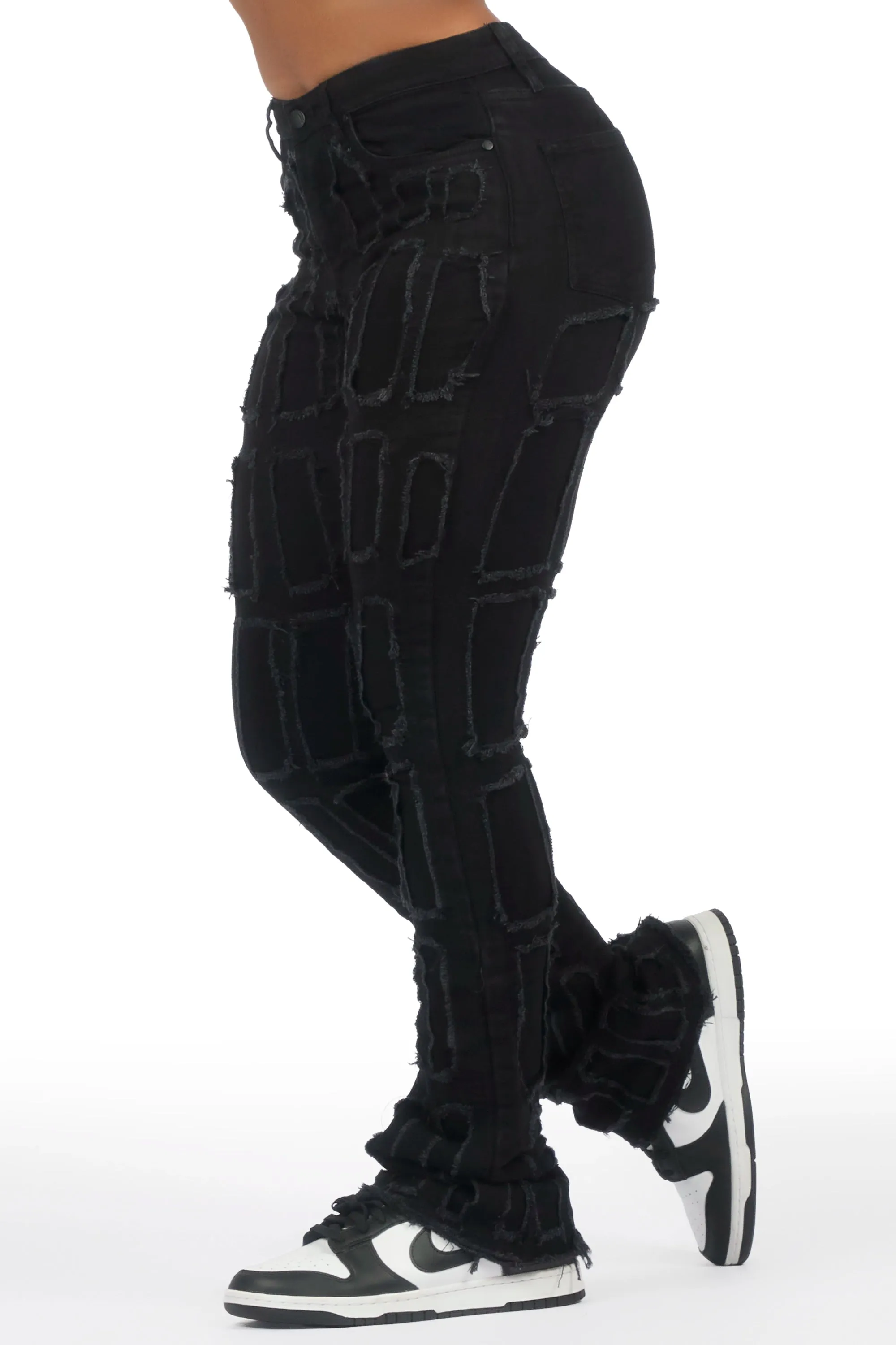 Taquila Black Stacked Flare Jean sold by Rockstar Original