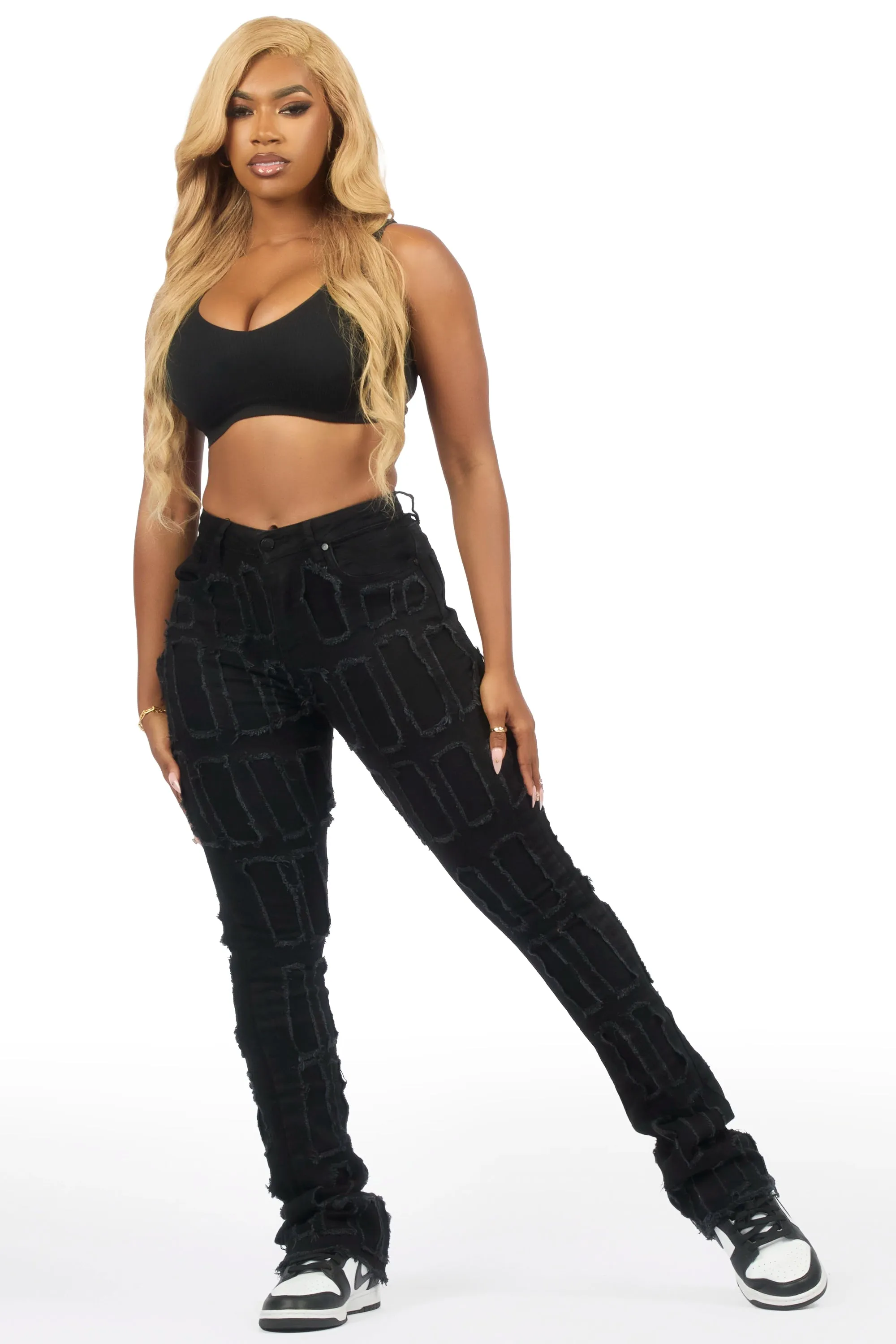 Taquila Black Stacked Flare Jean sold by Rockstar Original product image thumbnail 4
