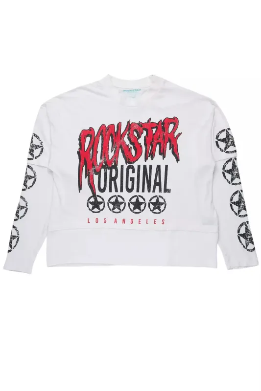 Wizzurd White/Black Boxy Crop Double Layer Tee sold by Rockstar Original
