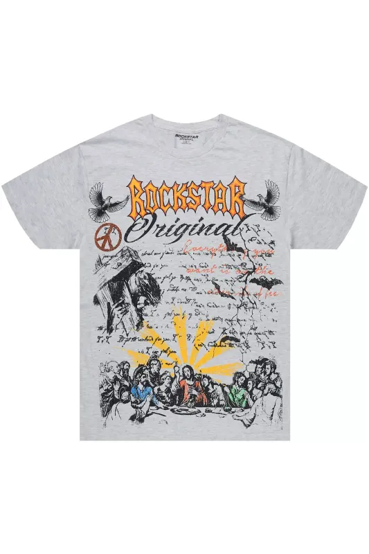 Super Sketch Heather Grey/Multi Oversized Graphic T-Shirt sold by Rockstar Original