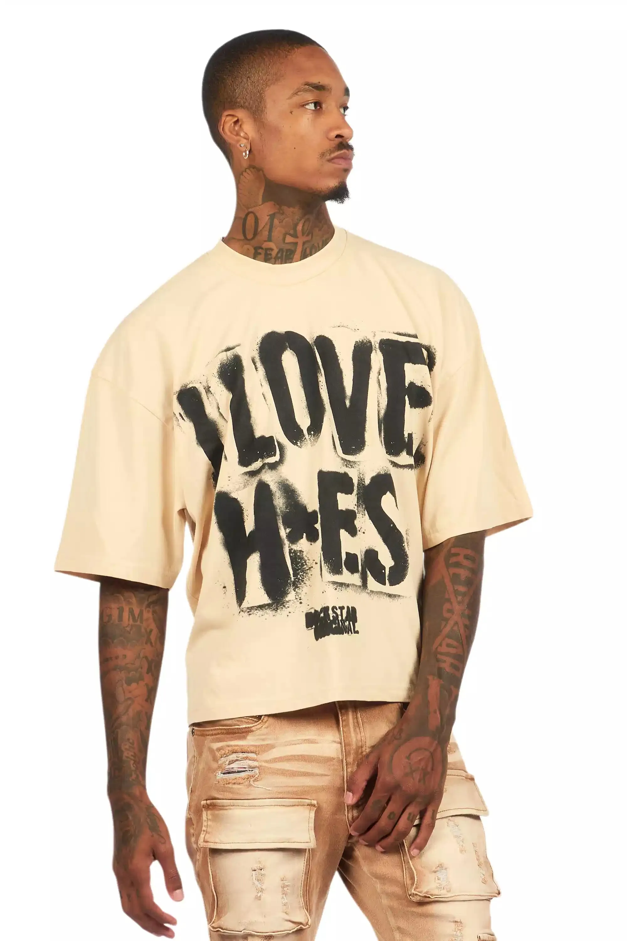 Banyan Beige/Black Boxy Crop T-Shirt sold by Rockstar Original product image thumbnail 5