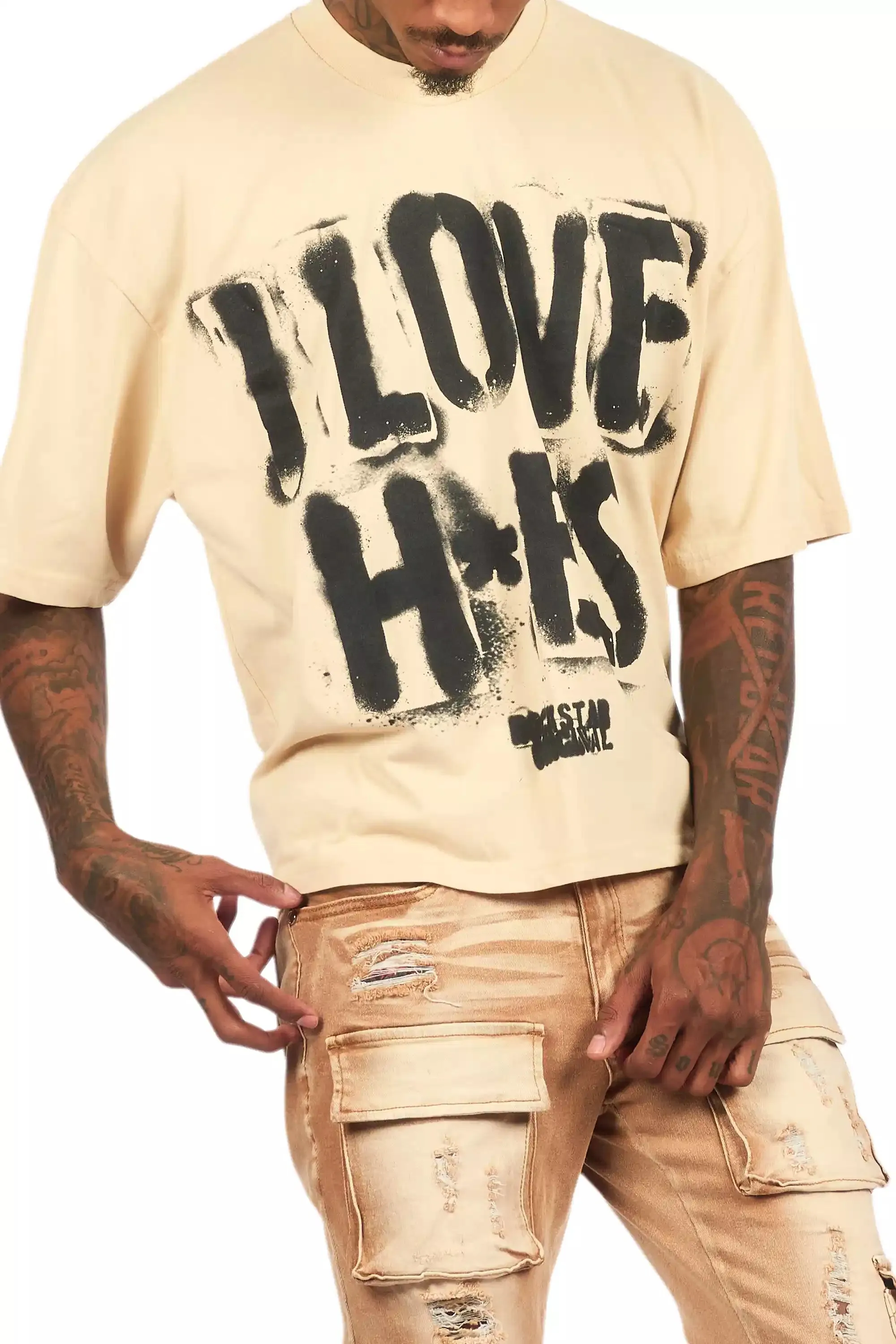 Banyan Beige/Black Boxy Crop T-Shirt sold by Rockstar Original product image thumbnail 4