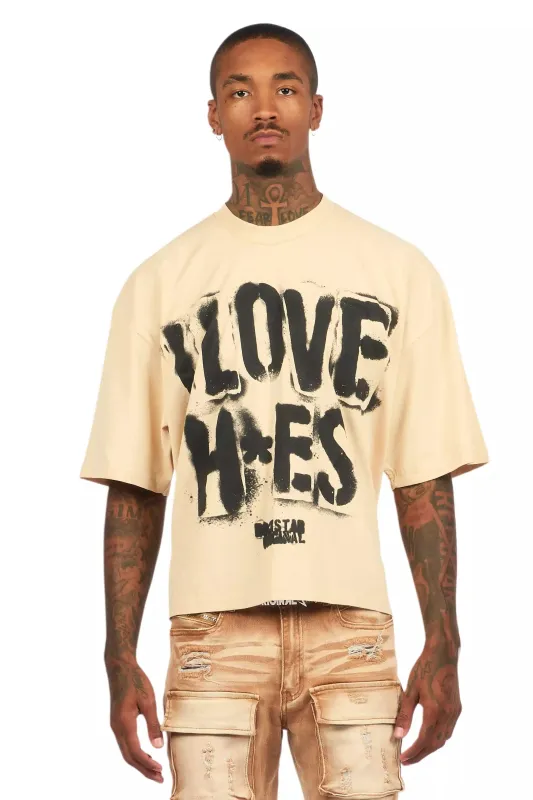 Banyan Beige/Black Boxy Crop T-Shirt sold by Rockstar Original