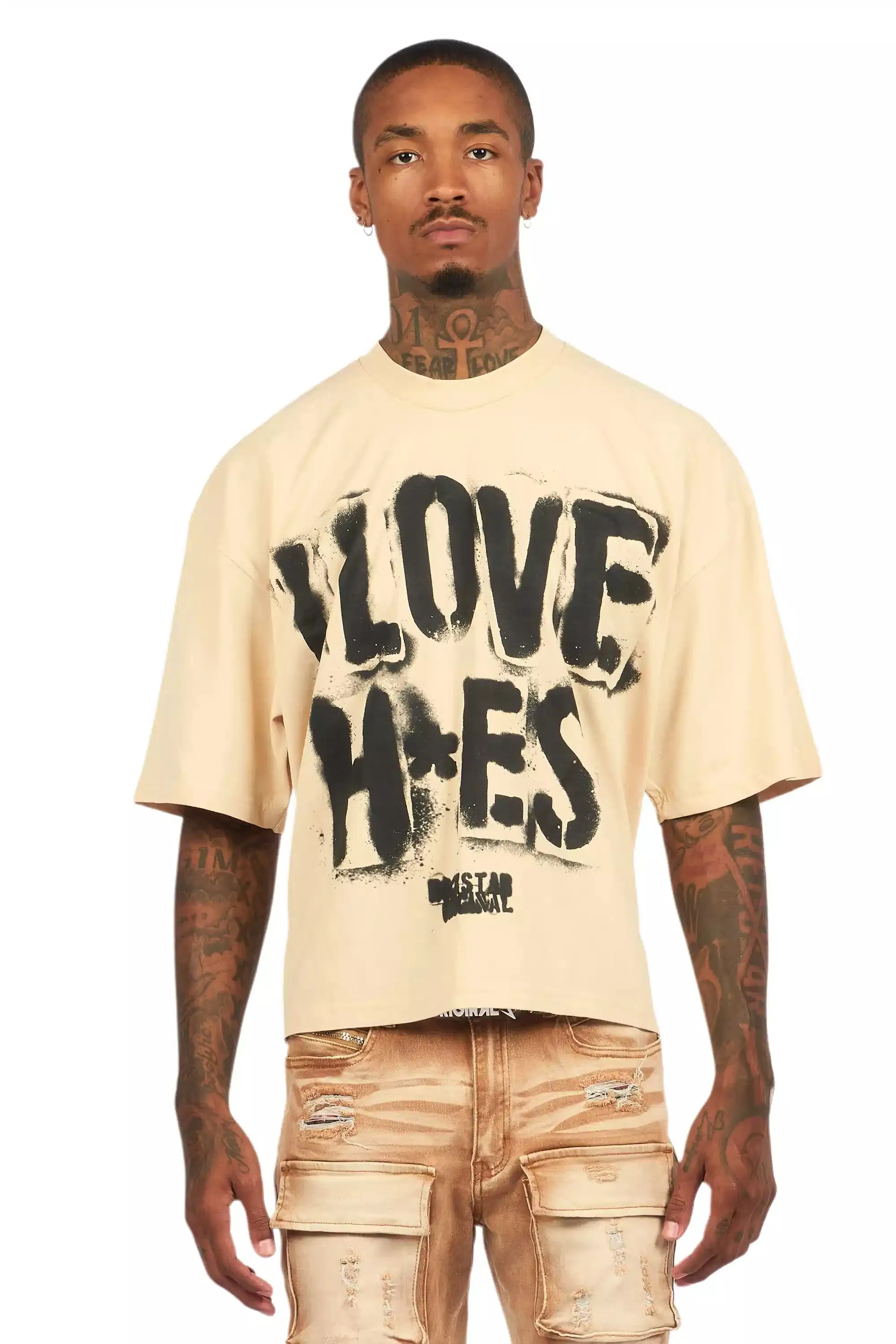 Banyan Beige/Black Boxy Crop T-Shirt sold by Rockstar Original