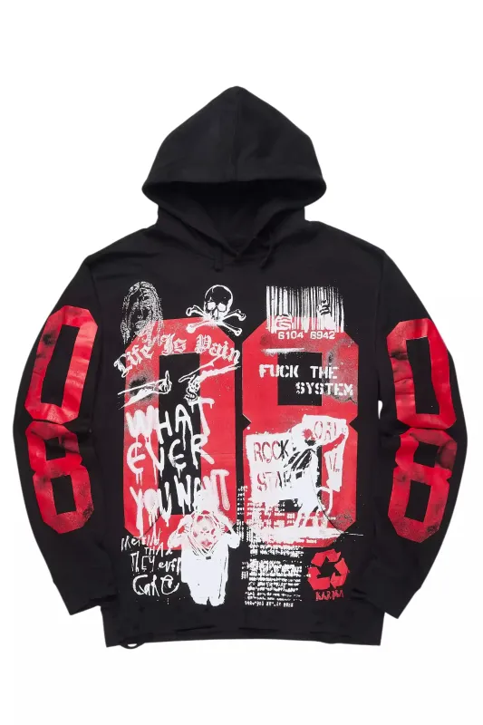 Grill Black/White Distressed Graphic Hoodie sold by Rockstar Original