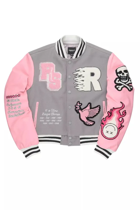 Aniya Grey Oversized Varsity Jacket sold by Rockstar Original