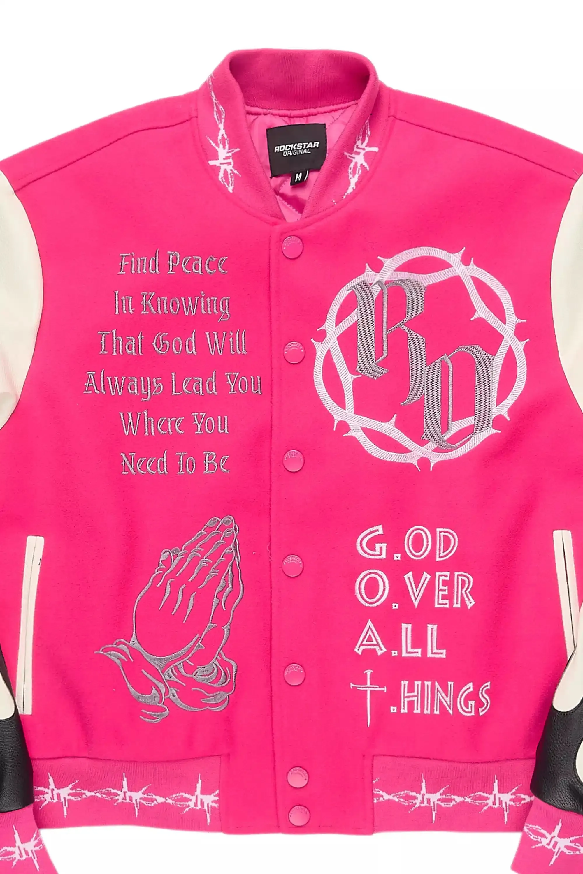 Yalanda Hot Pink Oversized Varsity Jacket sold by Rockstar Original product image thumbnail 3