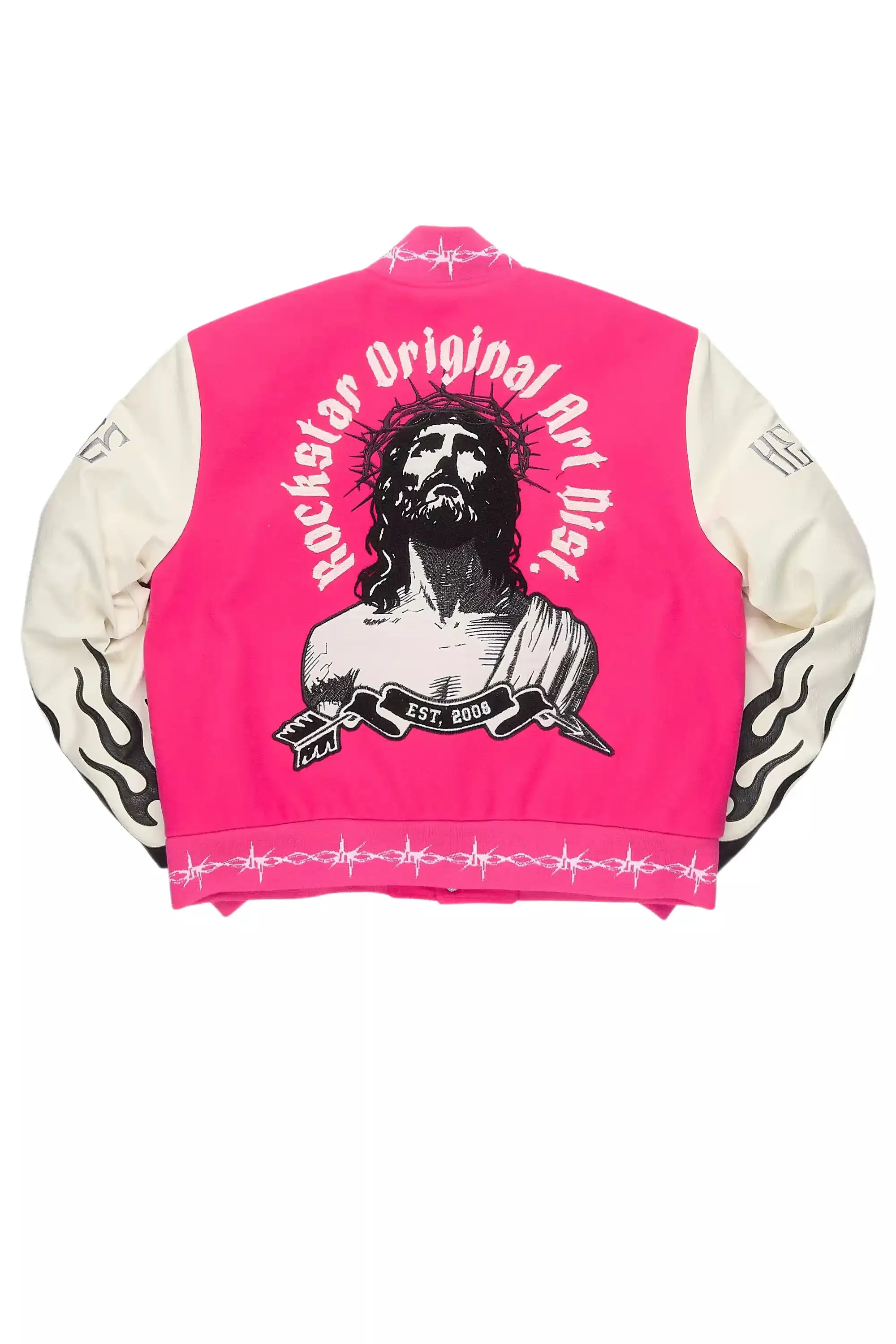 Yalanda Hot Pink Oversized Varsity Jacket sold by Rockstar Original product image thumbnail 4