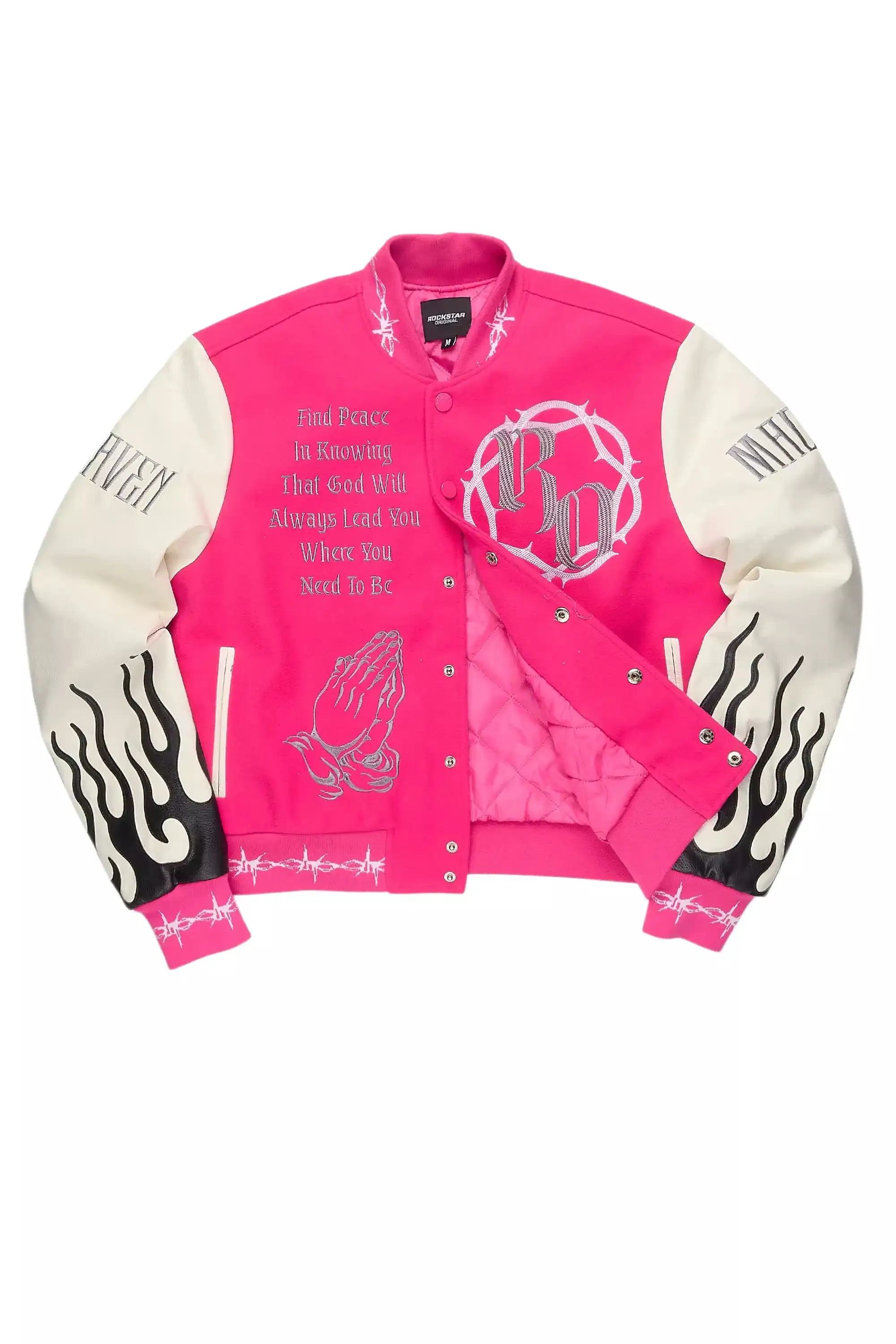 Yalanda Hot Pink Oversized Varsity Jacket sold by Rockstar Original product image thumbnail 2