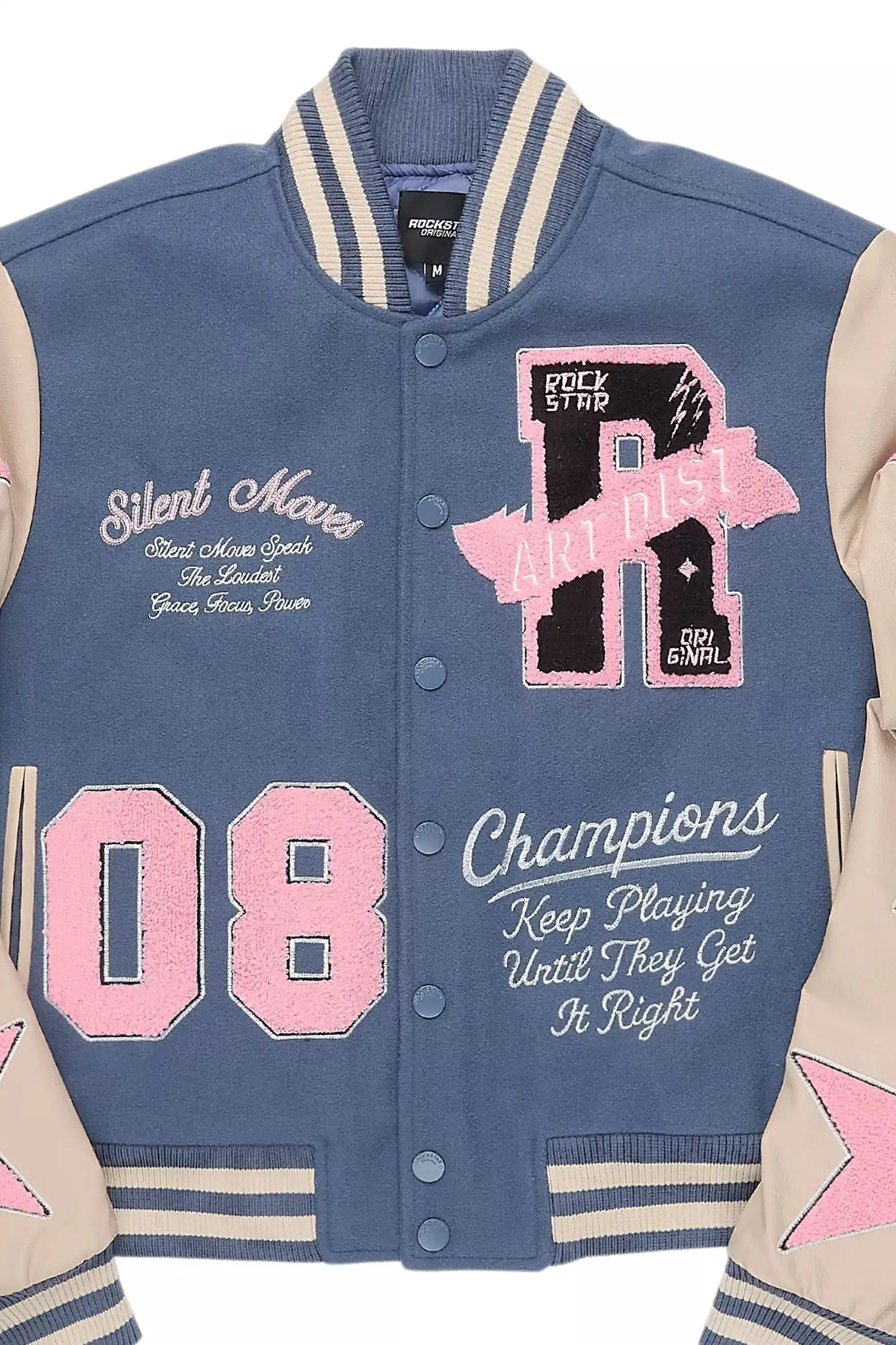 Krystle Navy Oversized Varsity Jacket sold by Rockstar Original product image thumbnail 3