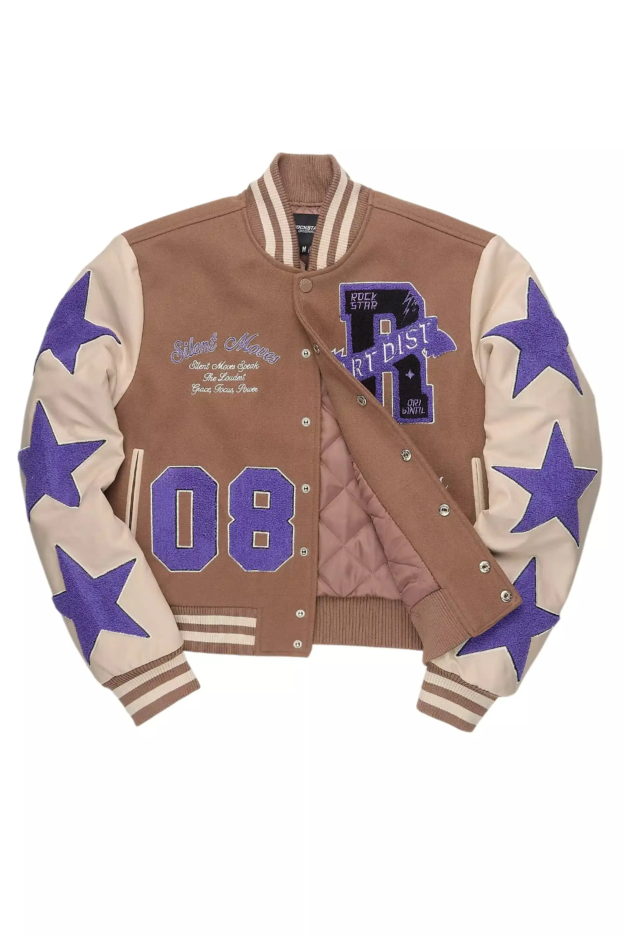 Krystle Mocha Oversized Varsity Jacket sold by Rockstar Original product image thumbnail 2