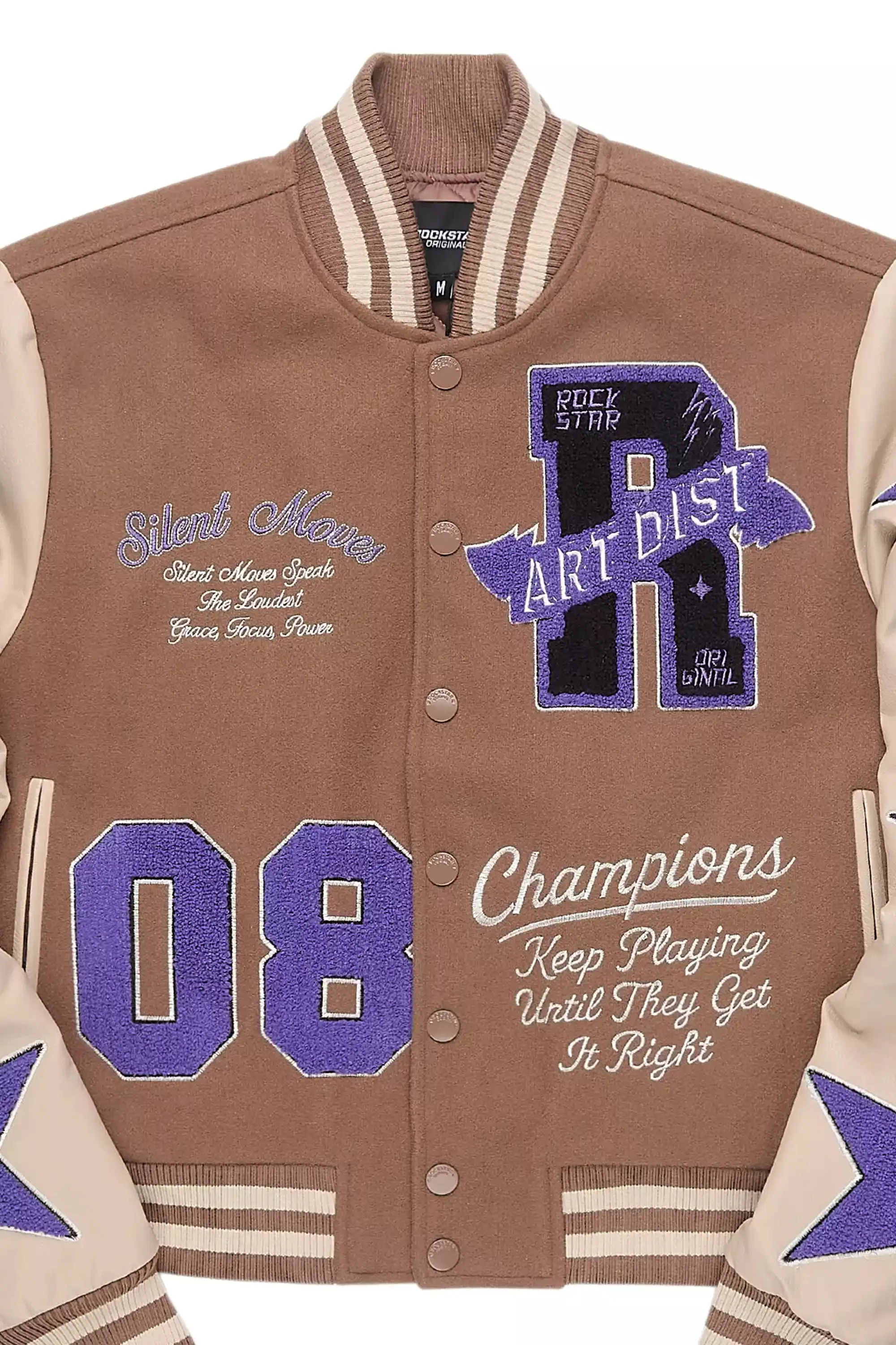 Krystle Mocha Oversized Varsity Jacket sold by Rockstar Original product image thumbnail 3