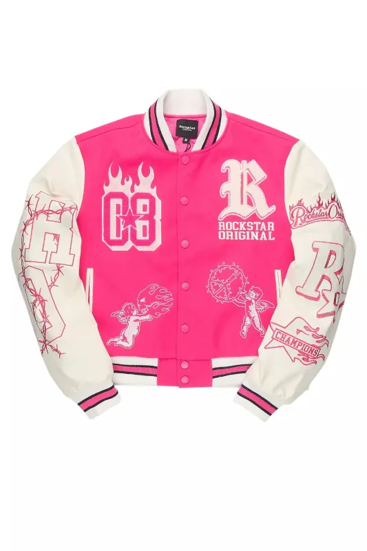 Sharray Hot Pink Oversized Varsity Jacket sold by Rockstar Original
