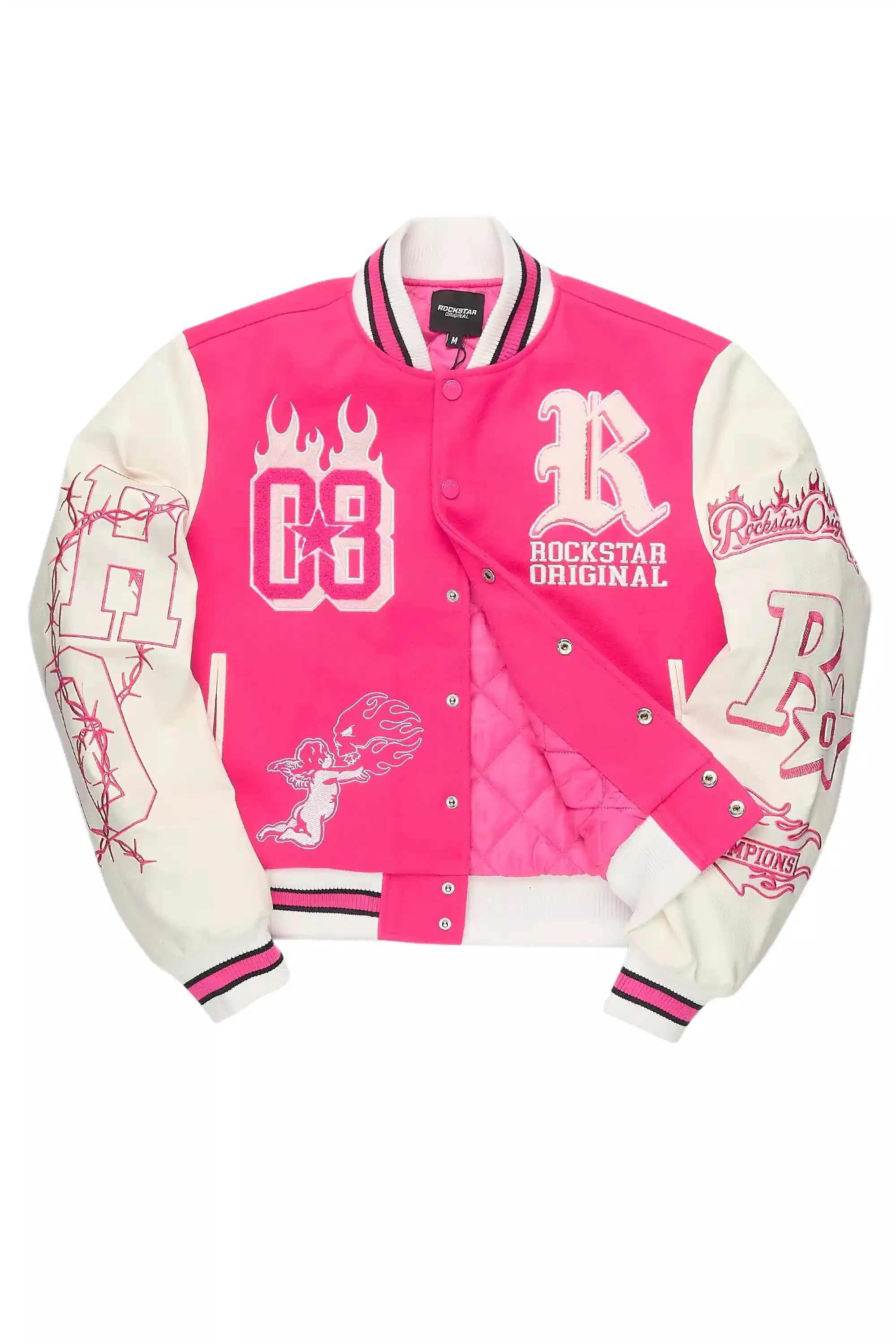 Sharray Hot Pink Oversized Varsity Jacket sold by Rockstar Original product image thumbnail 2