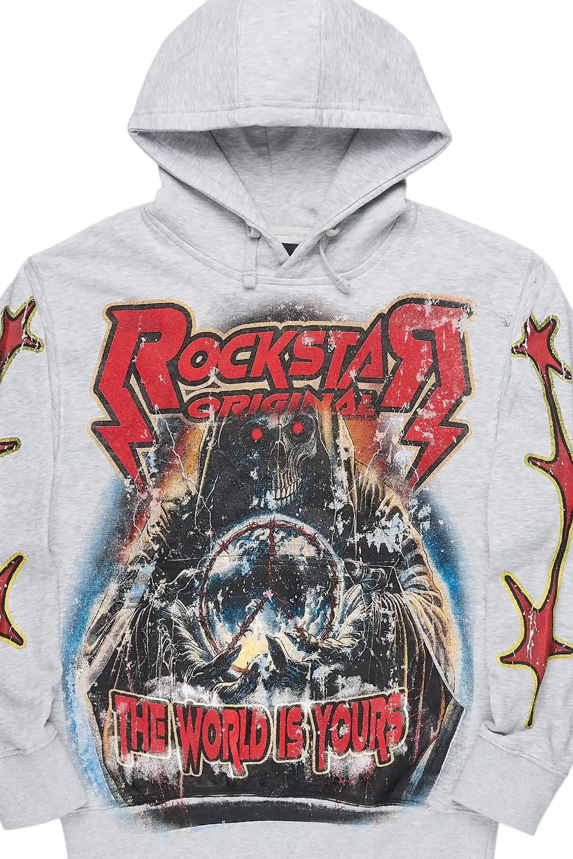 Lucian Heather Grey/Red Graphic Hoodie sold by Rockstar Original product image thumbnail 2