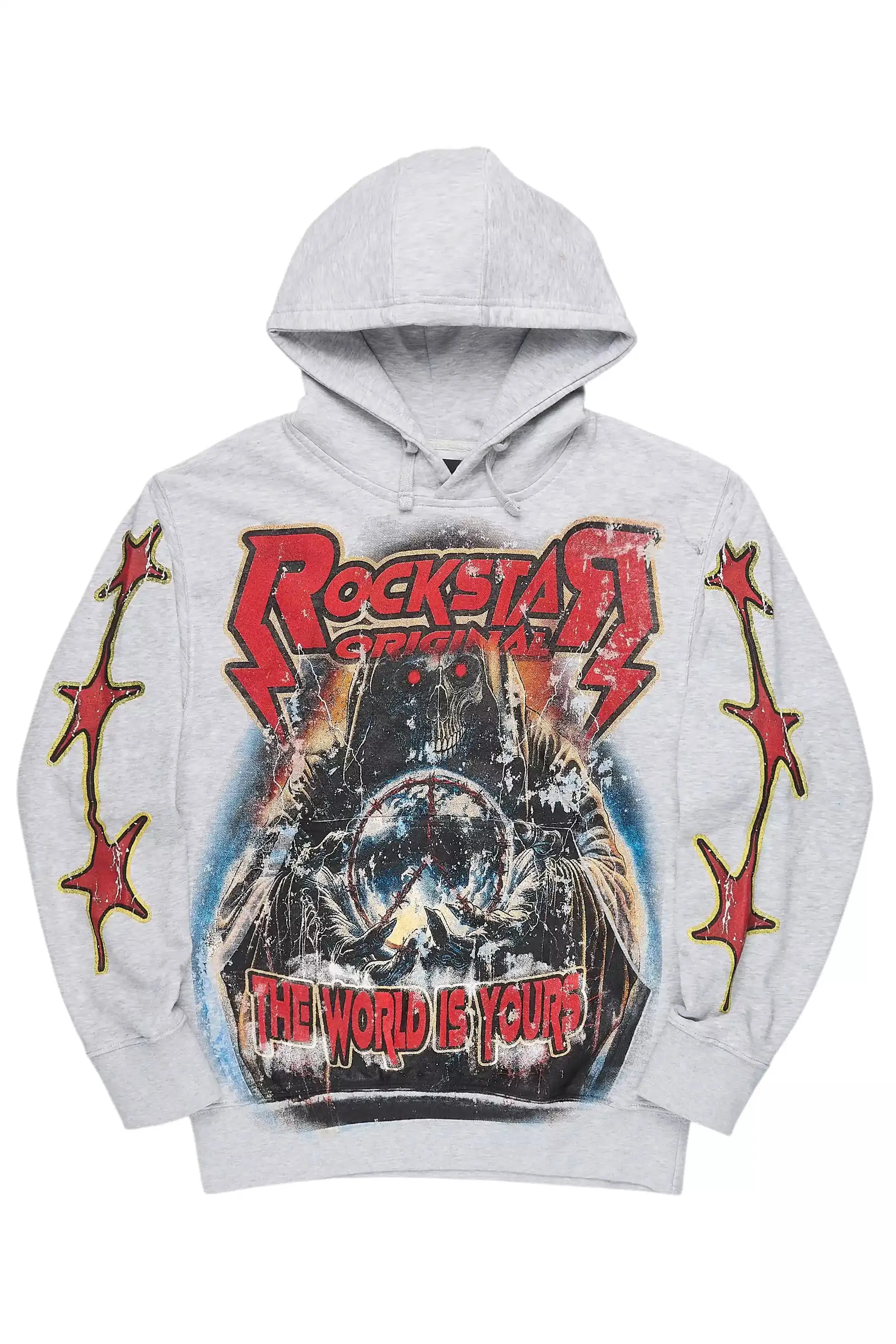 Lucian Heather Grey/Red Graphic Hoodie sold by Rockstar Original