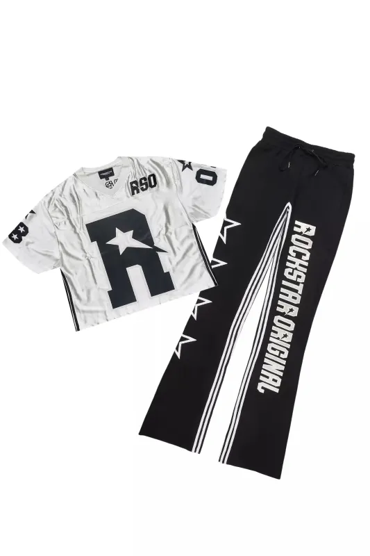 RSO 8 White T-Shirt/Baggy Stacked Track Set sold by Rockstar Original