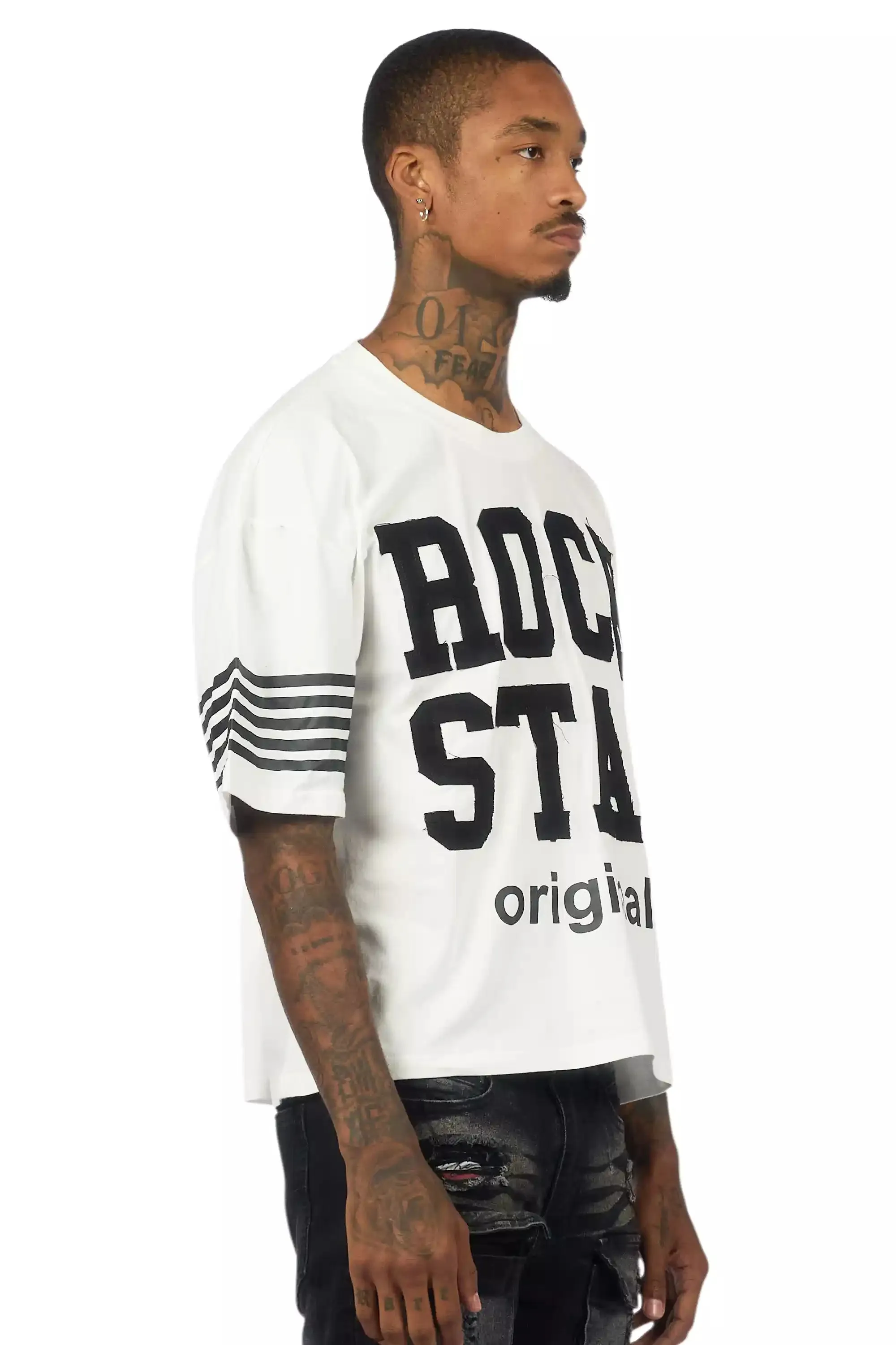 Rulik White Boxy Crop T-Shirt sold by Rockstar Original product image thumbnail 3