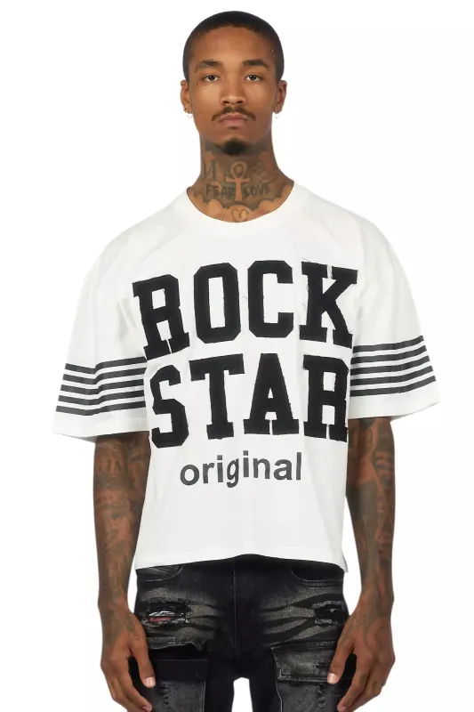 Rulik White Boxy Crop T-Shirt sold by Rockstar Original