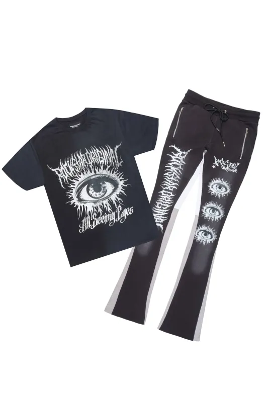 All Seeing Eyes Black T-Shirt/Stacked Flare Track Set sold by Rockstar Original