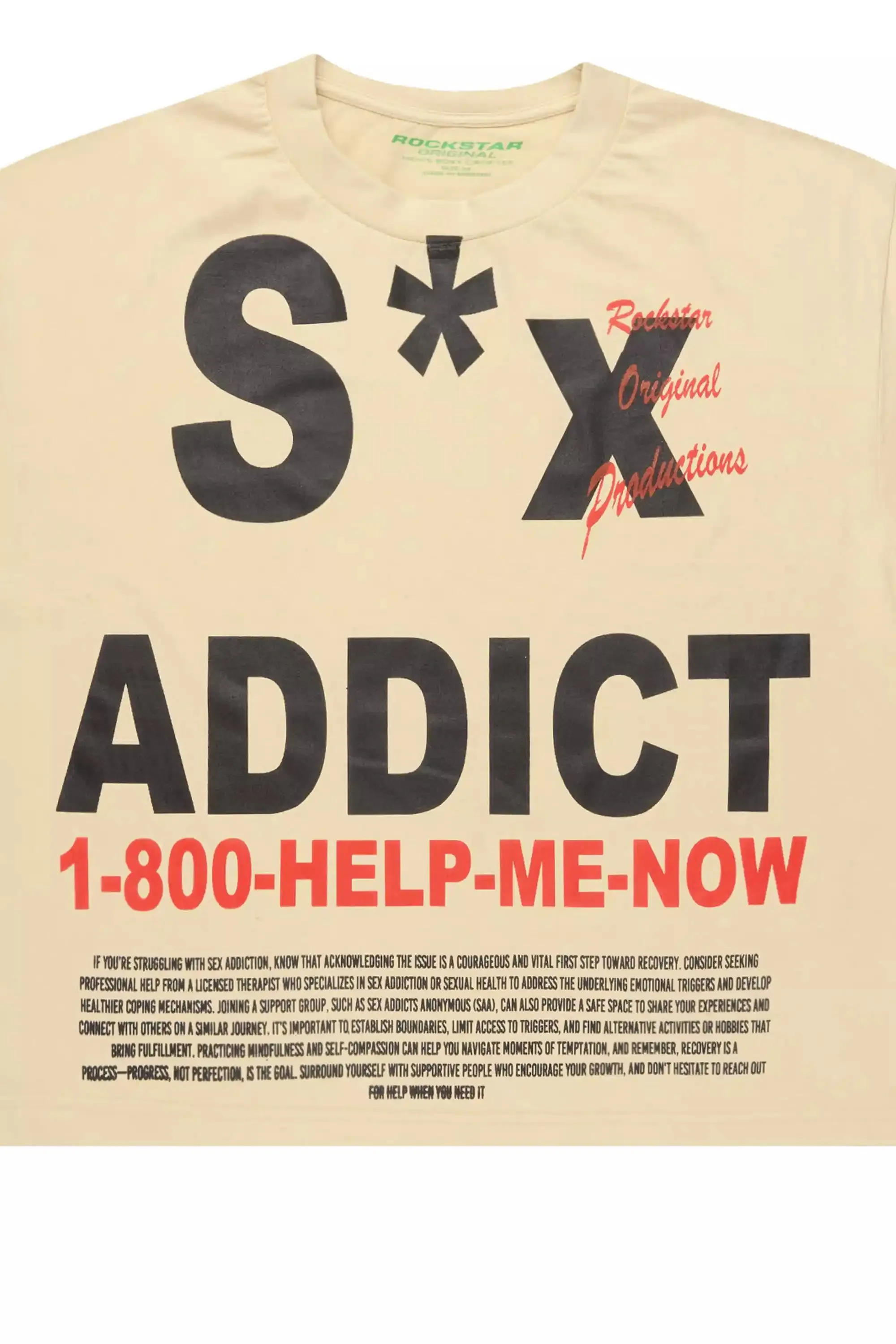 Addict Beige/Black Boxy Crop T-Shirt sold by Rockstar Original product image thumbnail 2