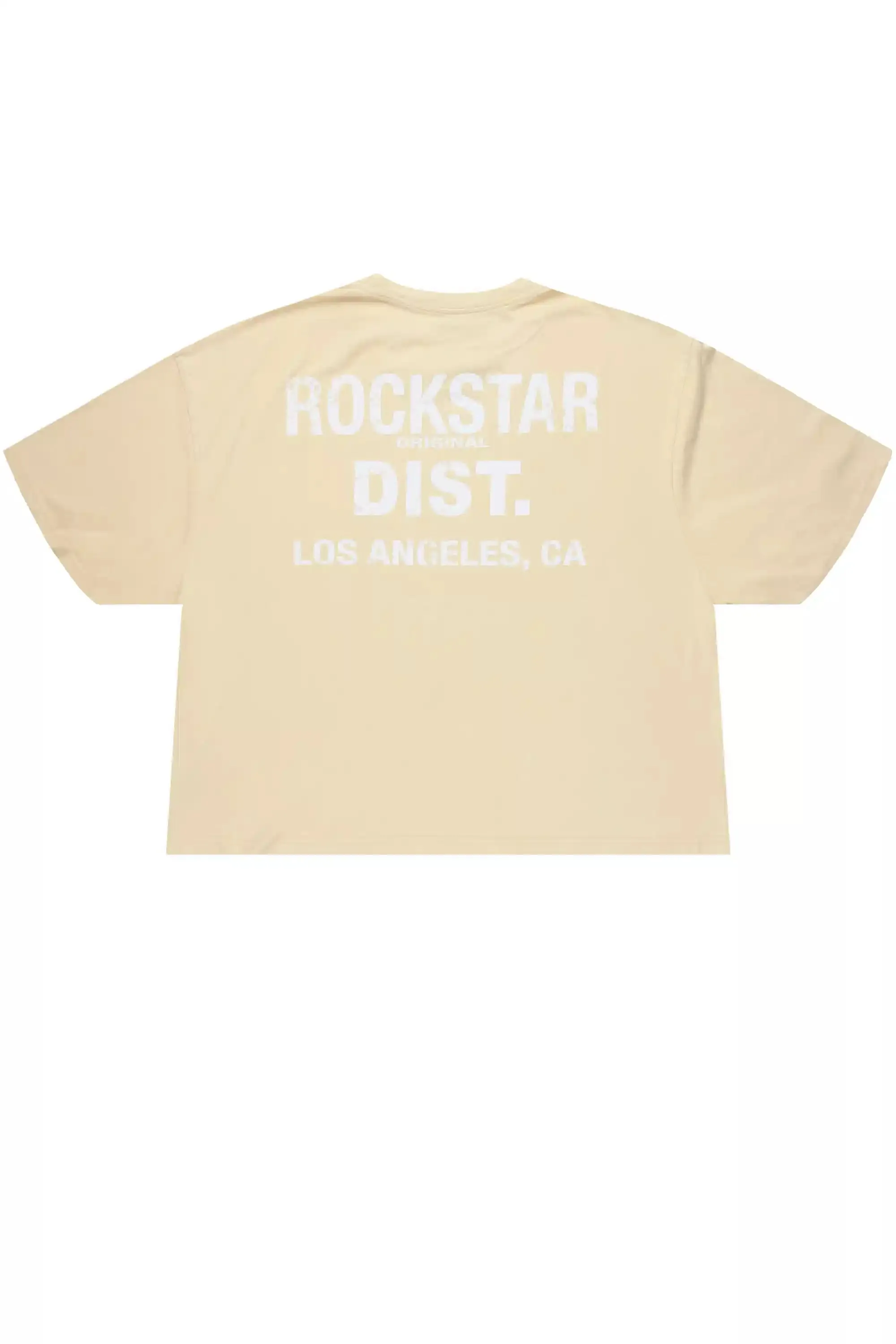 Lake Beige/White Boxy Crop T-Shirt sold by Rockstar Original