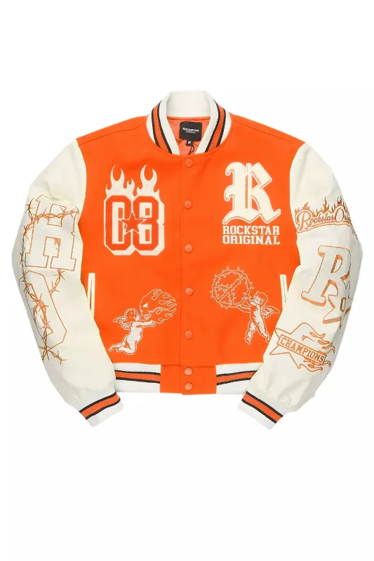Sharray Orange Oversized Varsity Jacket sold by Rockstar Original