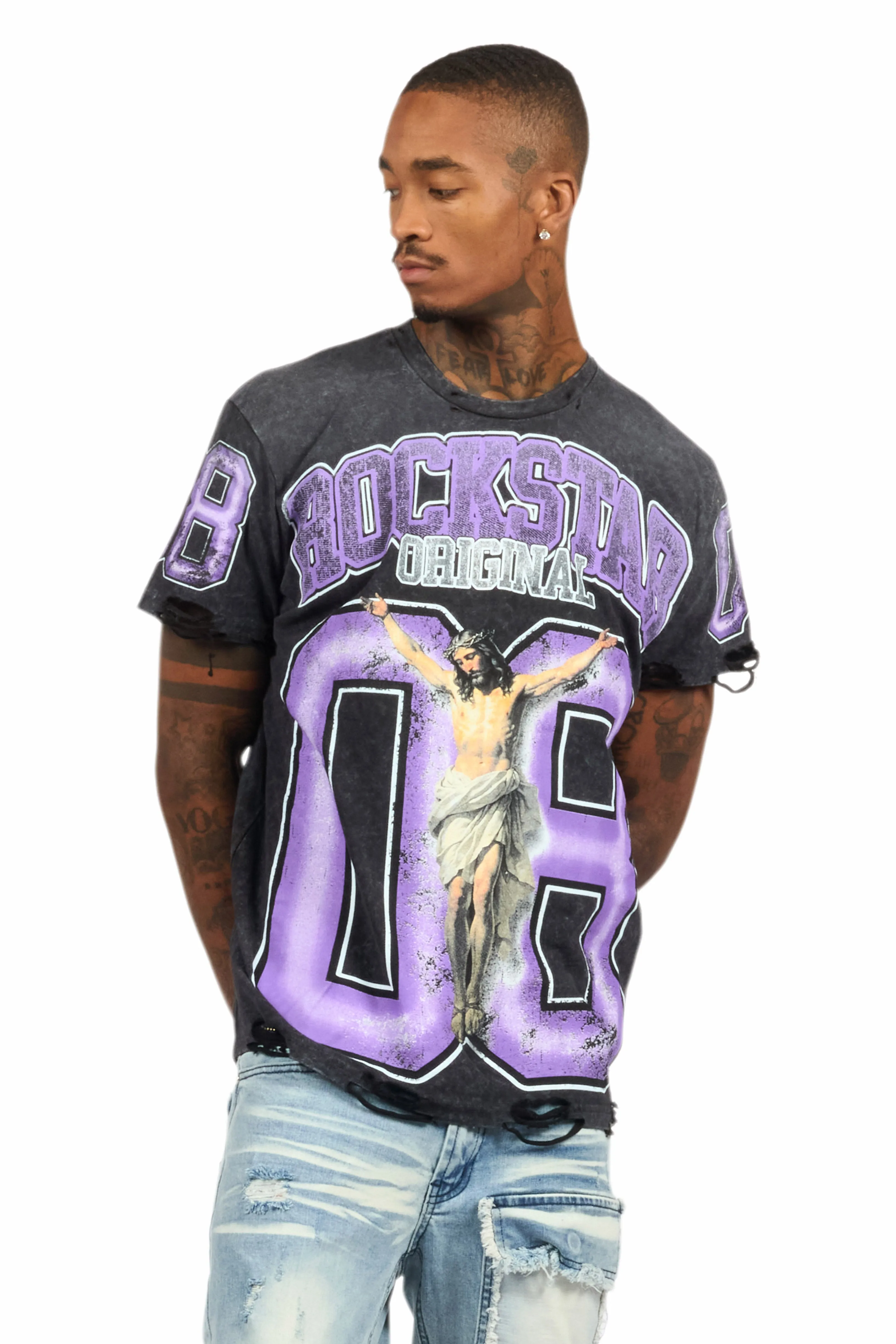 Fields Black/Purple Oversized Graphic T-Shirt sold by Rockstar Original product image thumbnail 3