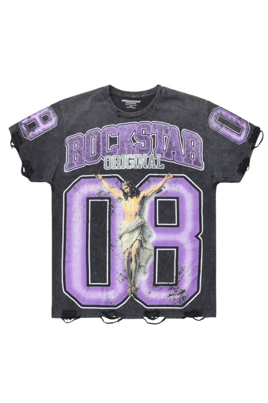 Fields Black/Purple Oversized Graphic T-Shirt sold by Rockstar Original